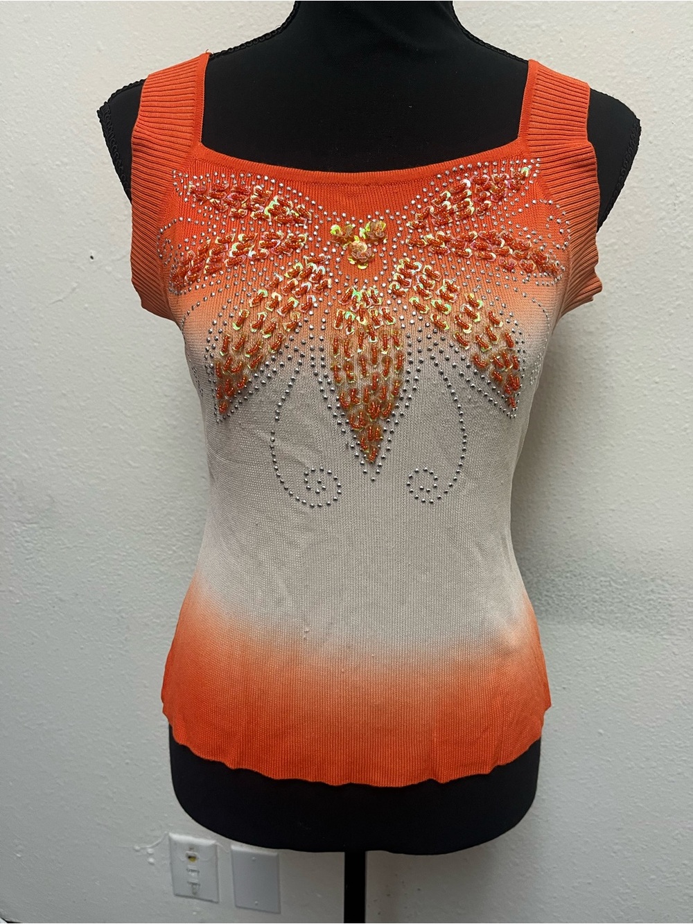 Embellished Orange Ombre Tank Top - Picture 2 of 6